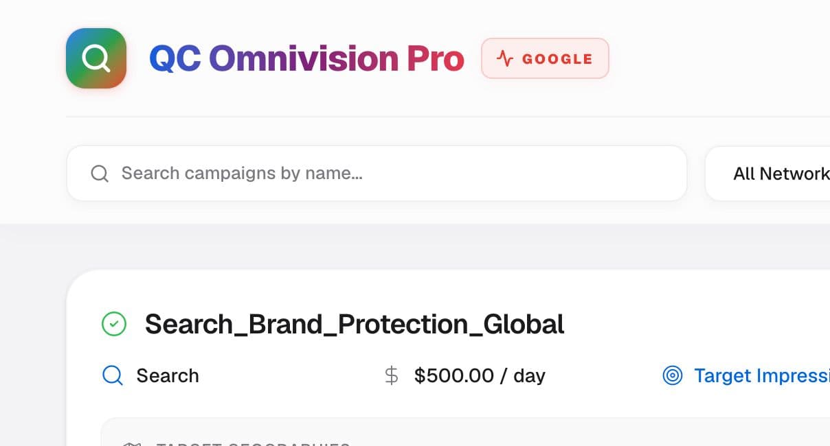 Google Ads intelligence workspace showing campaign performance and recommendations